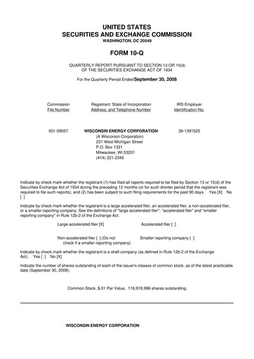 Thumbnail WEC Energy Group 10-Q Quarterly Report FY 