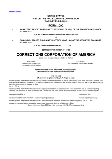 Thumbnail CoreCivic 10-Q Quarterly Report FY 