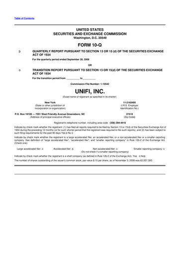 Thumbnail Unifi 10-Q Quarterly Report FY 