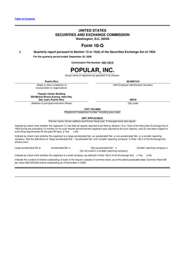 Thumbnail Popular, Inc. (Banco Popular de Puerto Rico) 10-Q Quarterly Report FY 
