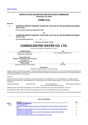 Thumbnail Consolidated Water 10-Q Quarterly Report FY 