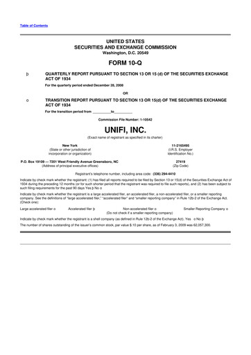 Thumbnail Unifi 10-Q Quarterly Report FY 