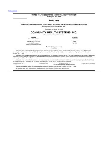 Miniature Community Health Systems
 10-Q Rapport trimestriel  