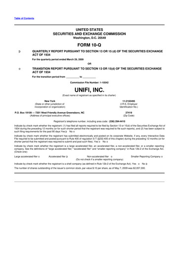 Thumbnail Unifi 10-Q Quarterly Report FY 