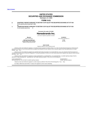 Thumbnail Hanesbrands
 10-Q Quarterly Report FY 