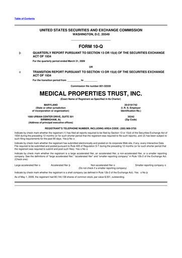 Vorschaubild Medical Properties Trust
 10-Q Quartalsbericht  