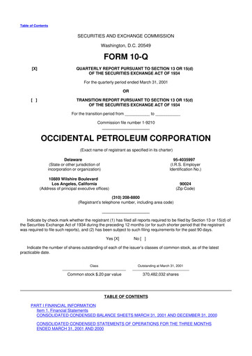 Thumbnail Occidental Petroleum 10-Q Quarterly Report FY 