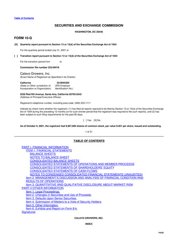 Thumbnail Calavo Growers
 10-Q Quarterly Report FY 