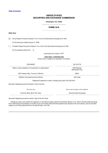 Thumbnail Virco Manufacturing 10-K Annual Report 