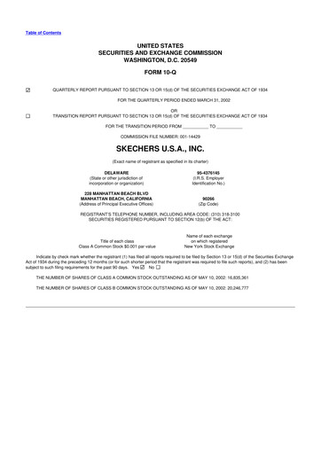 Thumbnail Skechers
 10-Q Quarterly Report FY 