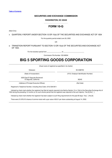 Thumbnail Big 5 Sporting Goods 10-Q Quarterly Report FY 
