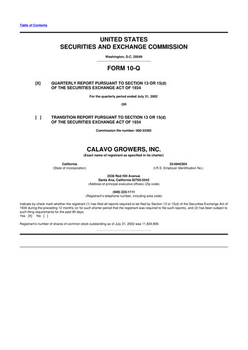 Thumbnail Calavo Growers
 10-Q Quarterly Report FY 