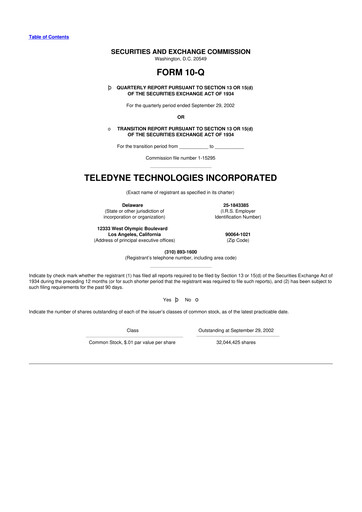 Thumbnail Teledyne Technologies 10-Q Quarterly Report FY 