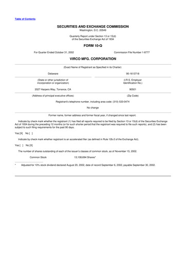 Thumbnail Virco Manufacturing 10-Q Quarterly Report FY 