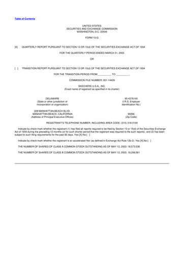 Thumbnail Skechers
 10-Q Quarterly Report FY 