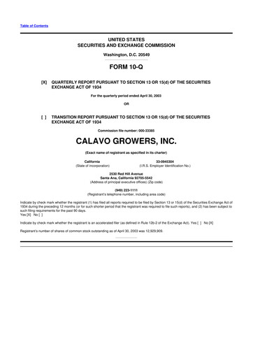Thumbnail Calavo Growers
 10-Q Quarterly Report FY 