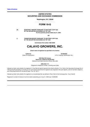 Thumbnail Calavo Growers
 10-Q Quarterly Report FY 