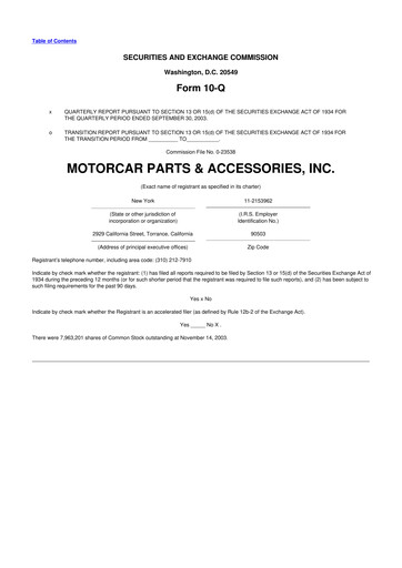 Thumbnail Motorcar Parts of America 10-Q Quarterly Report FY 