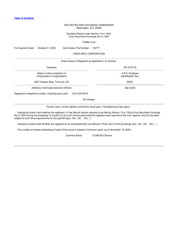 Thumbnail Virco Manufacturing 10-Q Quarterly Report FY 