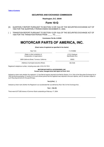 Thumbnail Motorcar Parts of America 10-Q Quarterly Report FY 