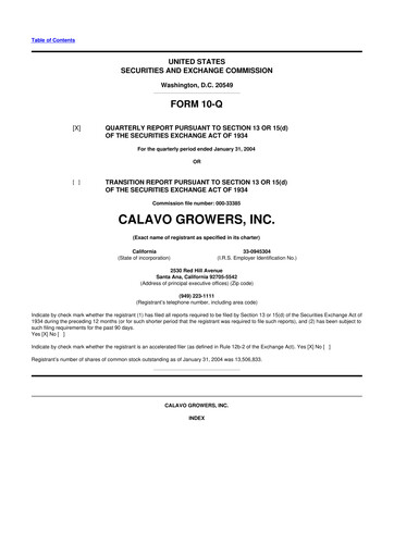 Thumbnail Calavo Growers
 10-Q Quarterly Report FY 