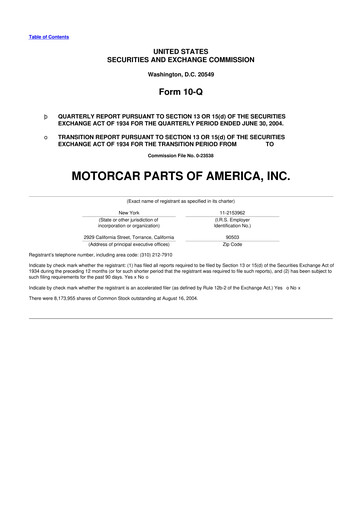 Thumbnail Motorcar Parts of America 10-Q Quarterly Report FY 