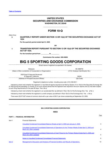Thumbnail Big 5 Sporting Goods 10-Q Quarterly Report FY 