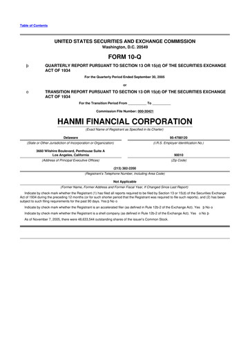 Vorschaubild Hanmi Financial 10-Q Quartalsbericht  