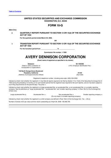 Thumbnail Avery Dennison
 10-Q Quarterly Report FY 