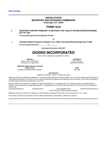 Miniature Diodes Incorporated 10-Q Rapport trimestriel  