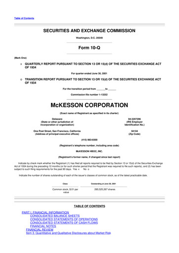 Thumbnail McKesson 10-Q Quarterly Report FY 