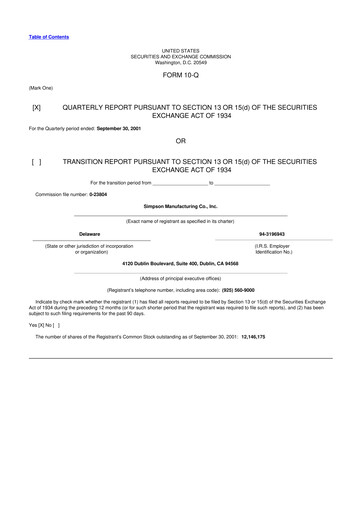 Thumbnail Simpson Manufacturing Company
 10-Q Quarterly Report FY 