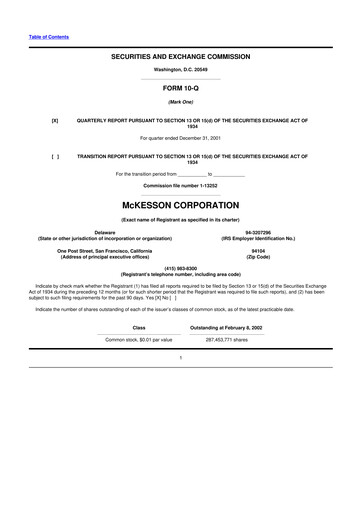 Thumbnail McKesson 10-Q Quarterly Report FY 