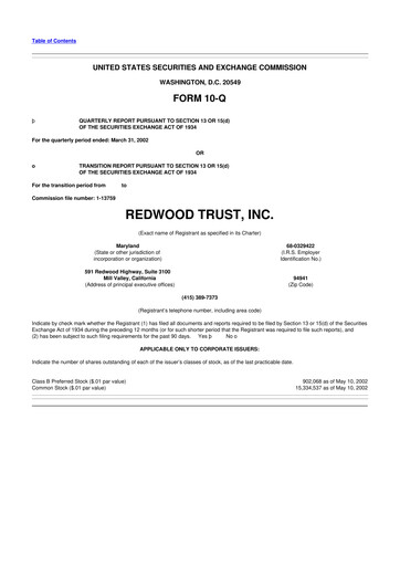 Thumbnail Redwood Trust 10-Q Quarterly Report FY 