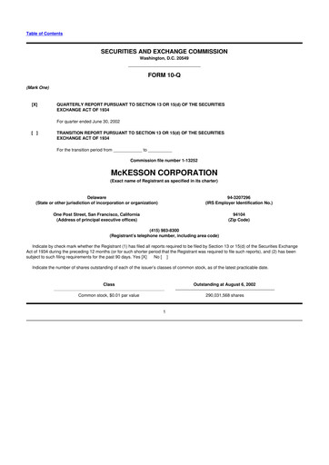 Thumbnail McKesson 10-Q Quarterly Report FY 