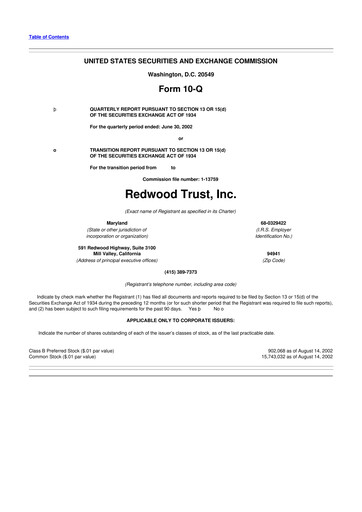 Thumbnail Redwood Trust 10-Q Quarterly Report FY 