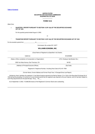 Thumbnail Williams-Sonoma 10-Q Quarterly Report FY 