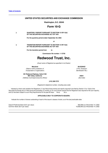 Thumbnail Redwood Trust 10-Q Quarterly Report FY 