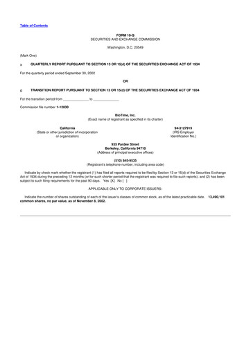 Miniature Lineage Cell Therapeutics
 10-Q Rapport trimestriel  
