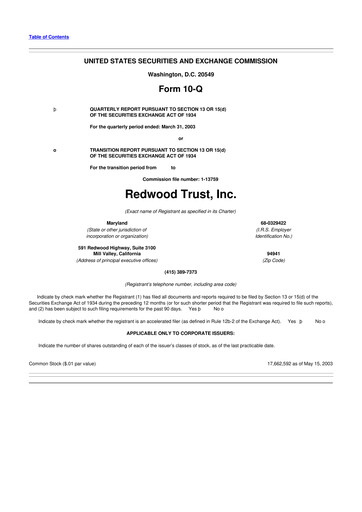 Thumbnail Redwood Trust 10-Q Quarterly Report FY 