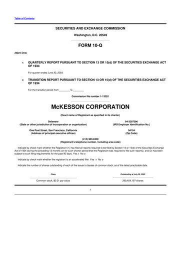 Thumbnail McKesson 10-Q Quarterly Report FY 