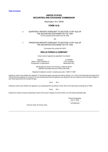 Thumbnail Wells Fargo 10-Q Quarterly Report FY 