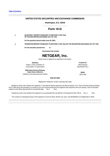 Thumbnail NETGEAR 10-Q Quarterly Report FY 