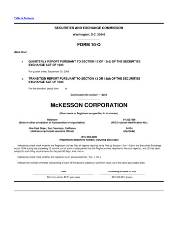 Thumbnail McKesson 10-Q Quarterly Report FY 