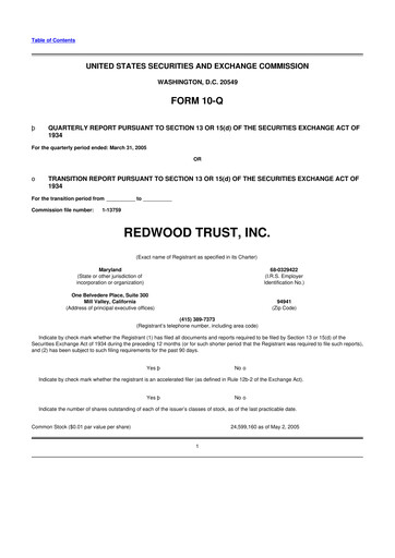Thumbnail Redwood Trust 10-Q Quarterly Report FY 