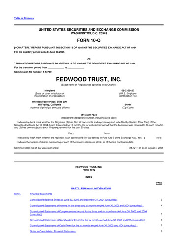 Thumbnail Redwood Trust 10-Q Quarterly Report FY 