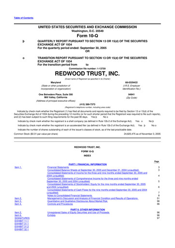 Thumbnail Redwood Trust 10-Q Quarterly Report FY 