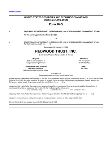 Thumbnail Redwood Trust 10-Q Quarterly Report FY 