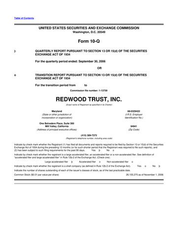 Thumbnail Redwood Trust 10-Q Quarterly Report FY 
