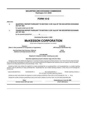 Thumbnail McKesson 10-Q Quarterly Report FY 